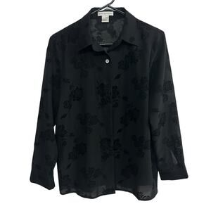 Gothic Sheer Velvet Blouse Rose‎ Burnout Witchy PM